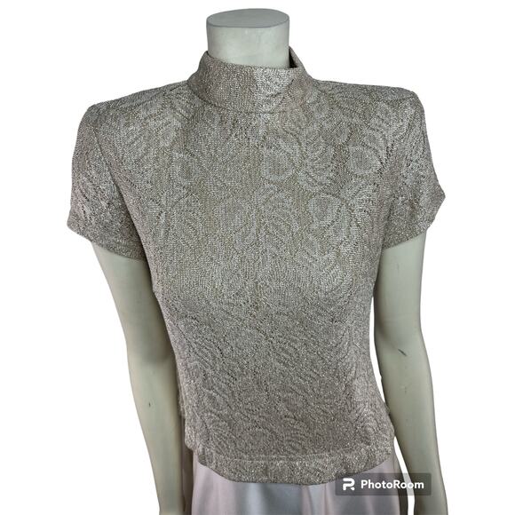 Vintage Y2K Bari Jay Champaign Maxi Dress Gown lace bodice full skirt size 11-12 - Picture 4 of 12